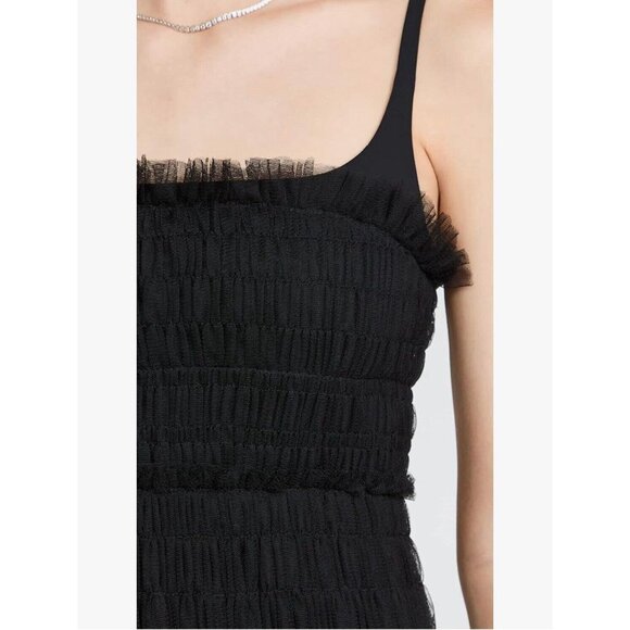 Rebecca Taylor Tulle Sleeveless Midi Dress In Black Size 10 $495 Retail - Picture 2 of 14